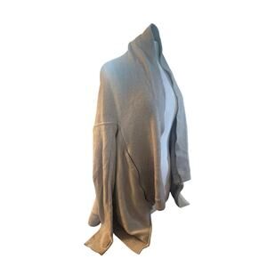 Women 10 Lululemon Gray Open Drape Front Wool Cardigan Sweater Zip Detail